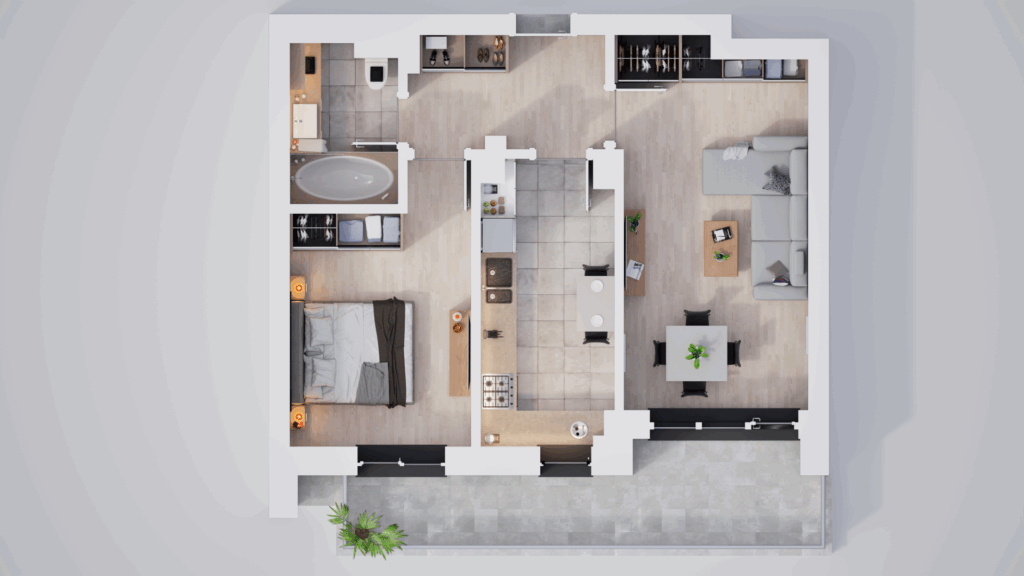 top view tip 10 - apartament 2 camere sibiu