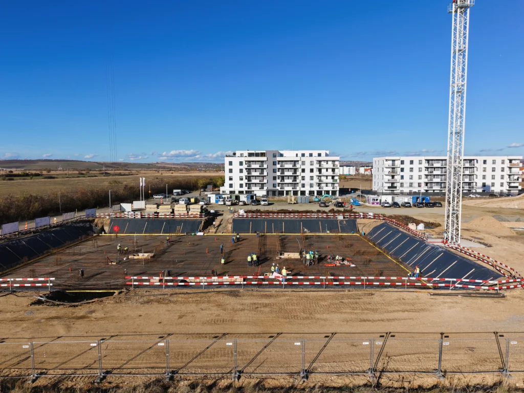 Stadiul lucrarilor pe santierul Valletta Park - armare radier